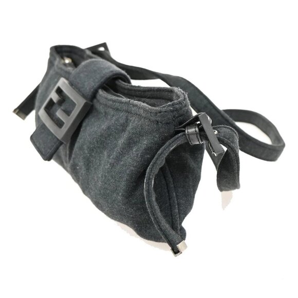 FENDI Logo Shoulder Bag Canvas Leather Gray SHW Italy 32EE760 - Picture 2 of 16